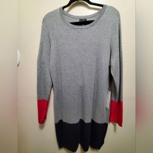 Gray, pink and black Nicole Miller color block sweater type dress. NWT